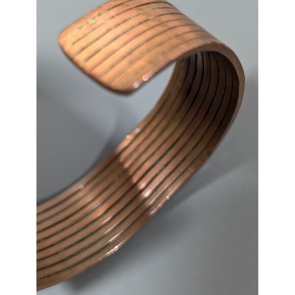 Vintage Copper Multi Bar Cuff Bracelet 6 inches - Picture 7 of 10